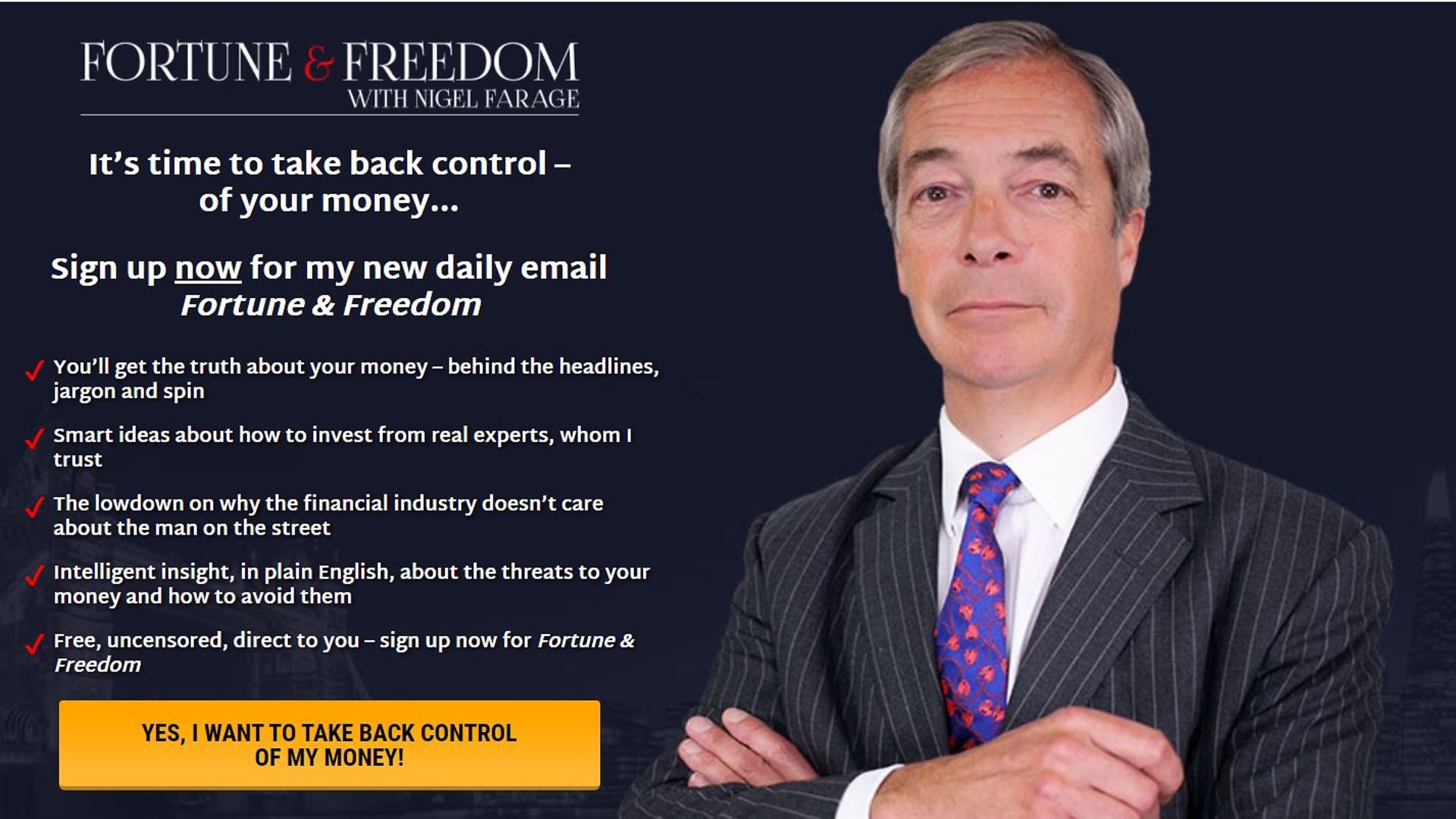 Nigel Farage's financial advice newsletter Fortune & Freedom