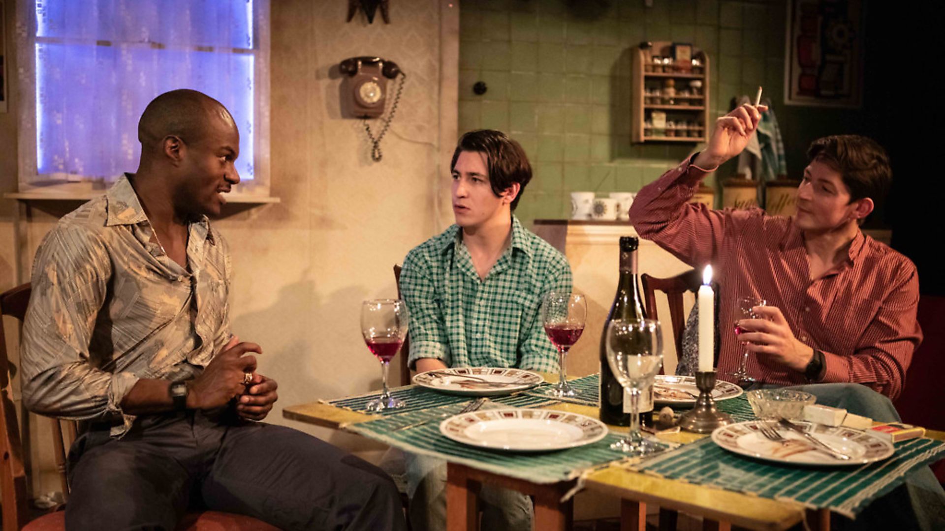 Stanton Plummer-Cambridge as Greg, Jonah Rzeskiewicz as Robert & Lee Knight as Tony in Coming Clean. Photograph: Ali Wright. - Credit: Archant