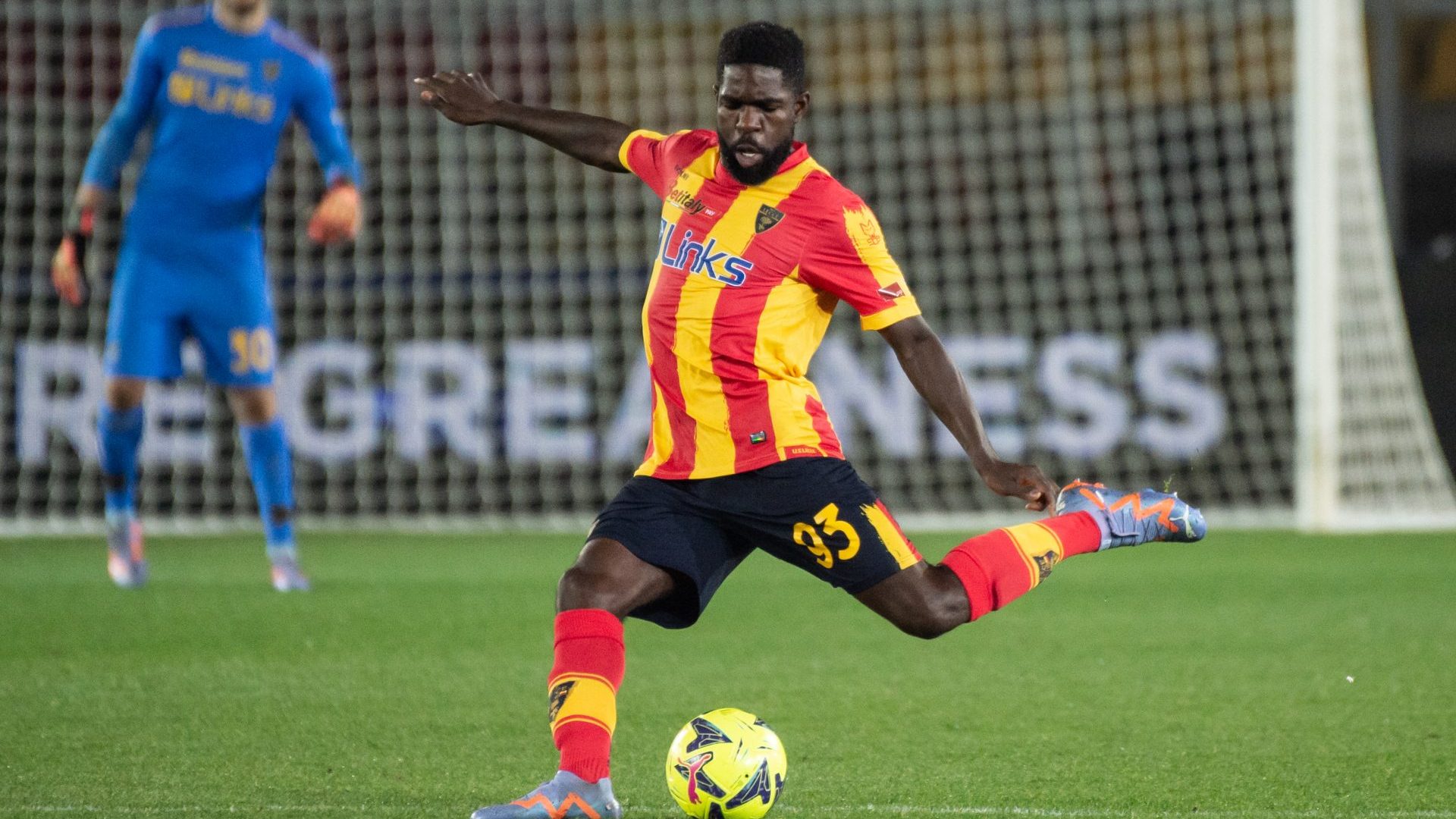 Samuel Umtiti of US Lecce in action during the Serie A match between US Lecce and Salernitana at Stadio Via del Mare. Photo: Ivan Romano/Getty Images