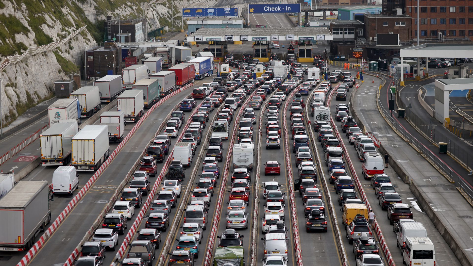 Queues of lorries and cars move steadily at the Port of Dover in 2023 (Photo by Dan Kitwood/Getty Images)