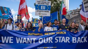 A National Rejoin the EU March in central London. Photo: Krisztian Elek/SOPA Images/LightRocket/Getty