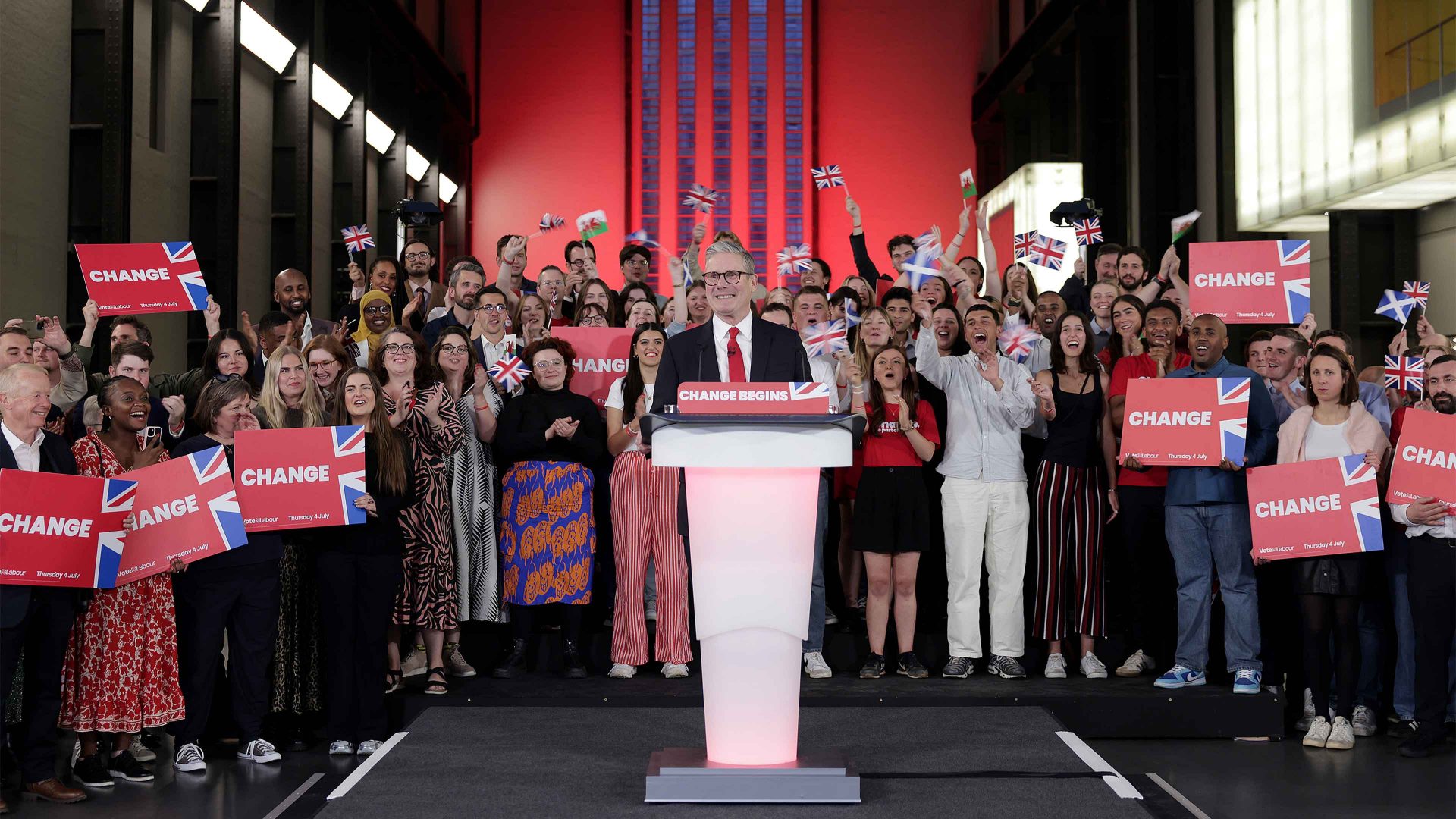 Labour Leader Keir Starmer celebrates winning the 2024 General Election. Photo: Ricky Vigil/Getty Images