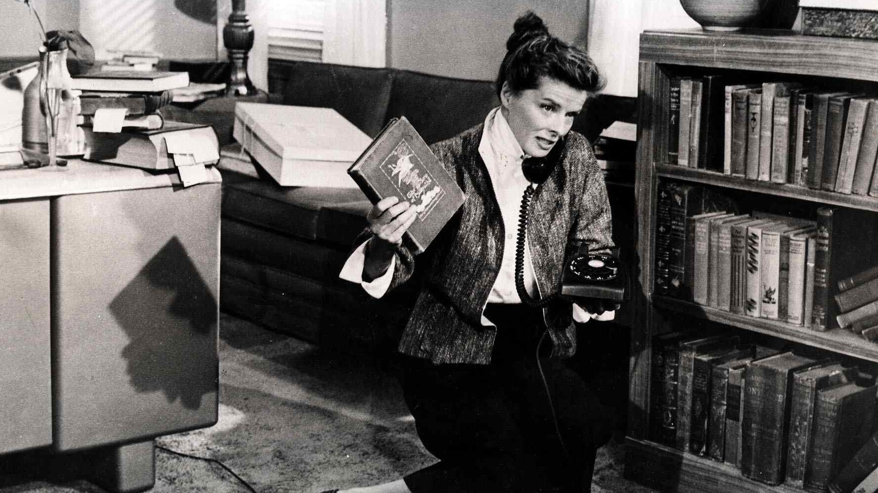 Katharine Hepburn as librarian Bunny Watson in Walter Lang’s 1957 romantic comedy, Desk Set. Photo: Film Publicity Archive/United Archives/Getty