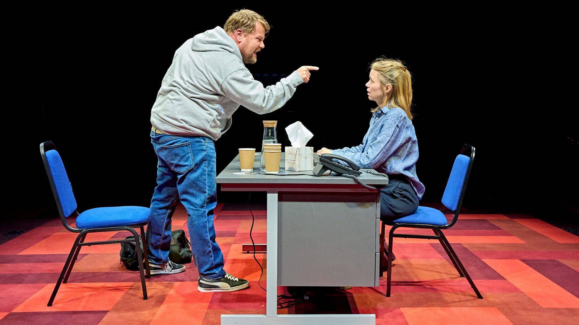 James Corden and Anna Maxwell Martin in The Constituent at The Old Vic. Photo: Manuel Harlan