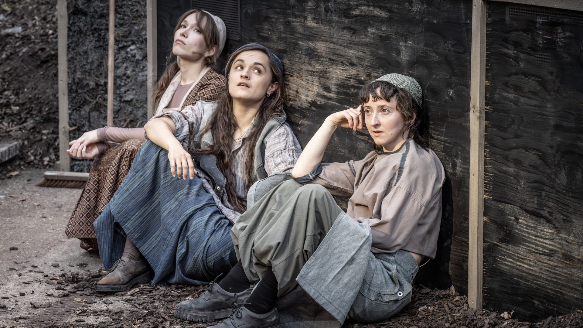 Liv Andrusier, Hannah Bristow and Georgia Bruce in Fiddler on the Roof. Credit: Marc Brenner