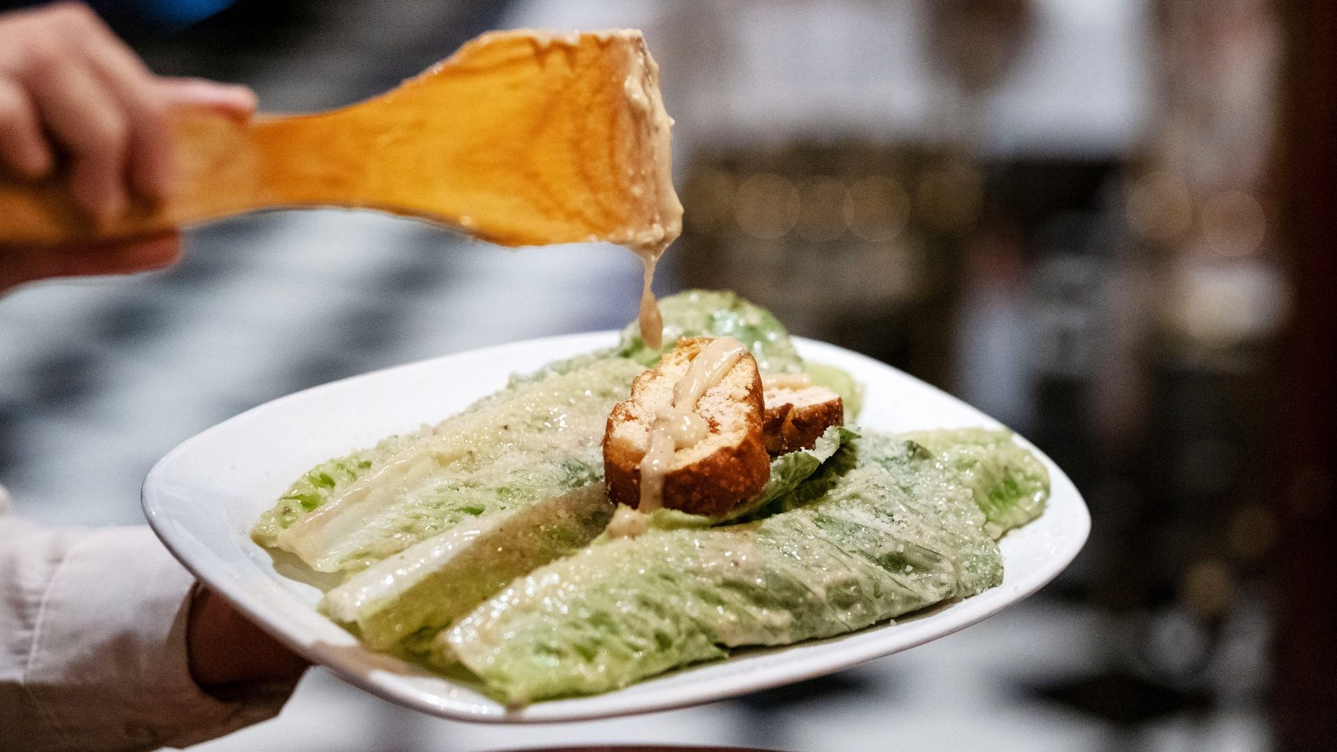 A Caesar salad being prepared at Caesar’s restaurant in Tijuana. Photo: AFP/Getty