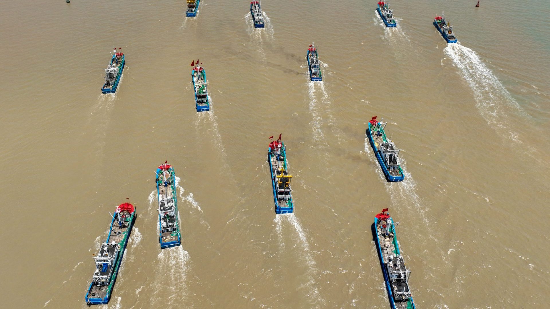 According to authorities, those ships operating with shrimp beam trawlers, gillnetting, and light luring seines are eligible to go fishing as a three-month fishing ban will be partially lifted on July 31. Photo: Zou Xunyong/VCG via Getty Images