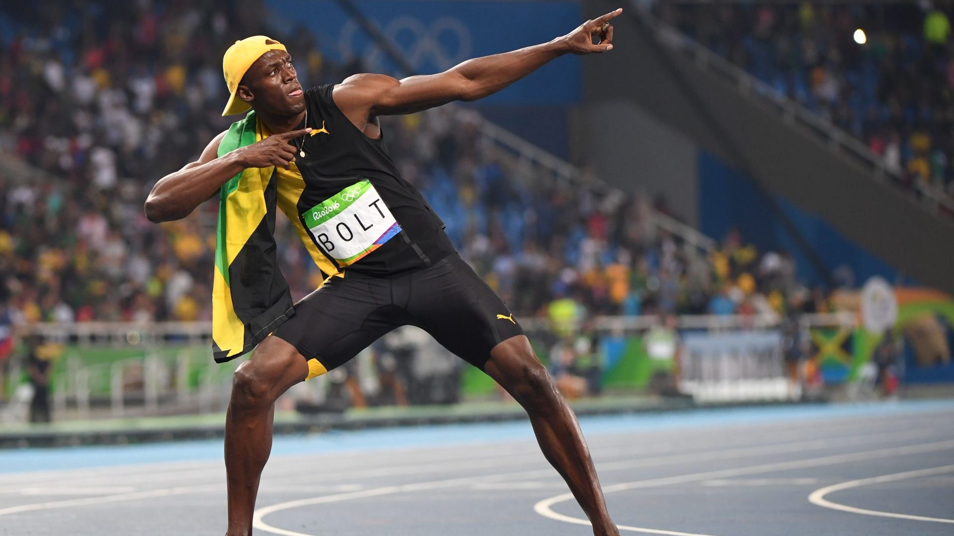 Usain Bolt does his 'Lightening Bolt' pose as he celebrates winning the Men's 100m Final during the athletics event at the Rio 2016 Olympic Games. Photo: OLIVIER MORIN/AFP via Getty Images