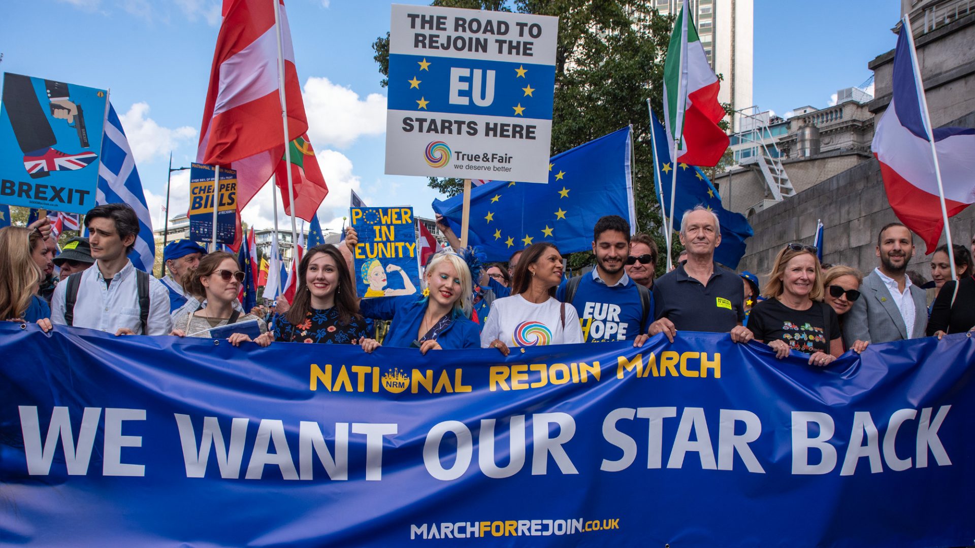 A National Rejoin EU march in Parliament Square. Photo: Krisztian Elek/SOPA Images/LightRocket/Getty