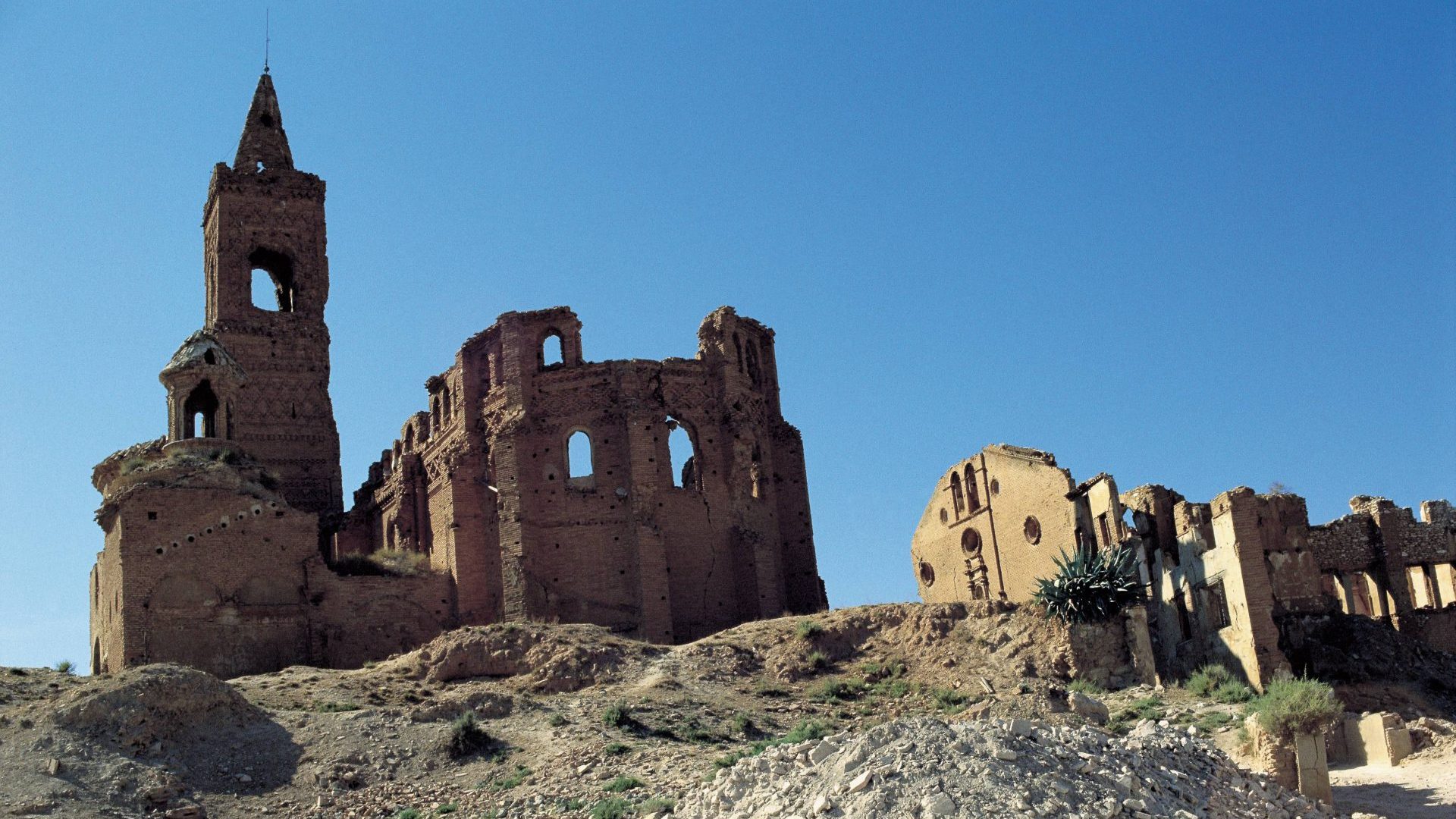 The bombed-out shell of a building in the village of Belchite, which was destroyed in the Spanish civil war. Photo: Carlos de Andres/Cover