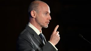 Daniel Hannan address delegates during the National Conservatism conference in London, May 2023. Photo: Leon Neal/Getty