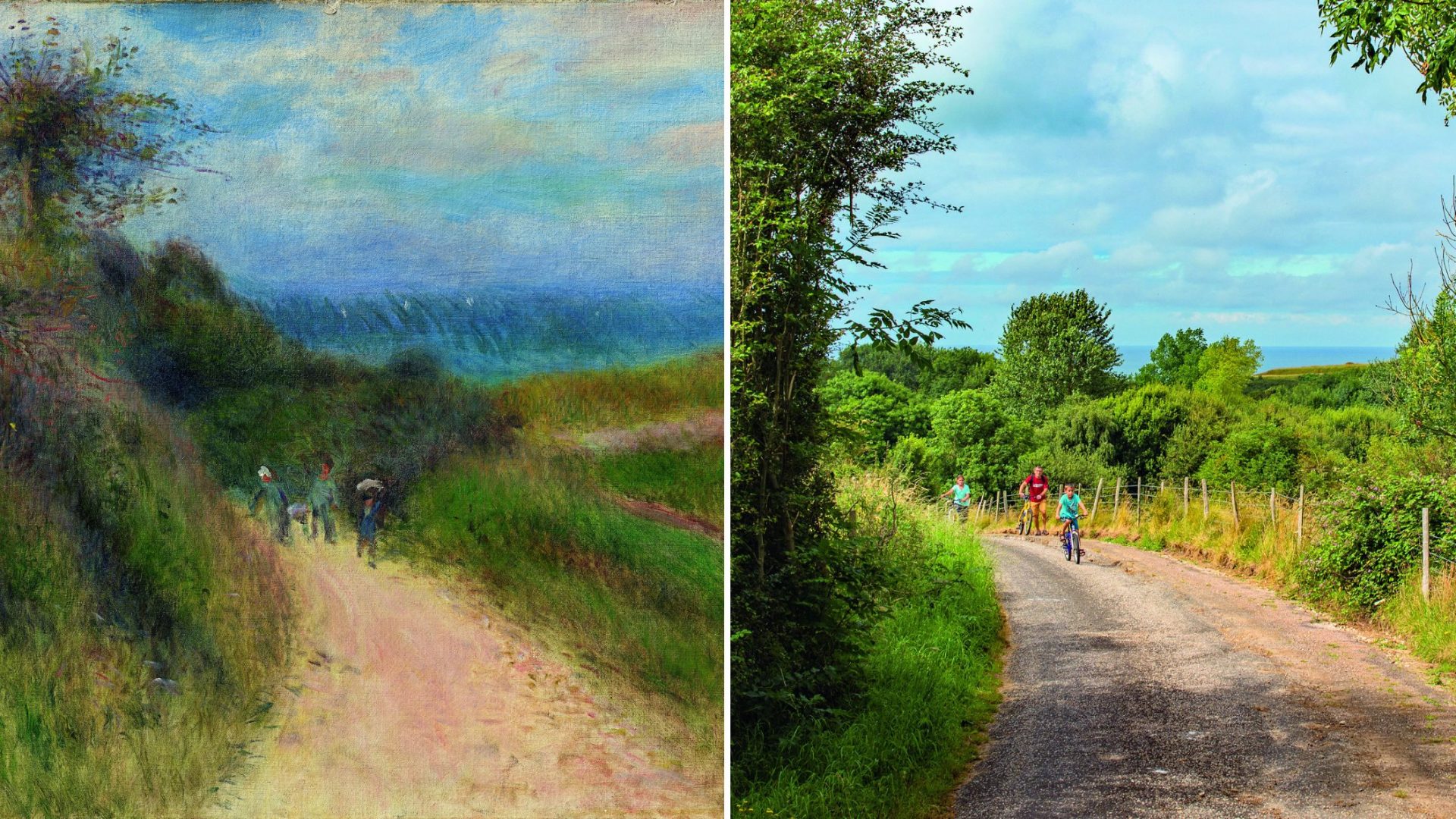 Renoir’s Road to Berneval, painted in 1880; three cyclists came into view just where the mussel-harvesters had walked.
All paintings: Barberini Museum; all photos: Christoph Irrgang