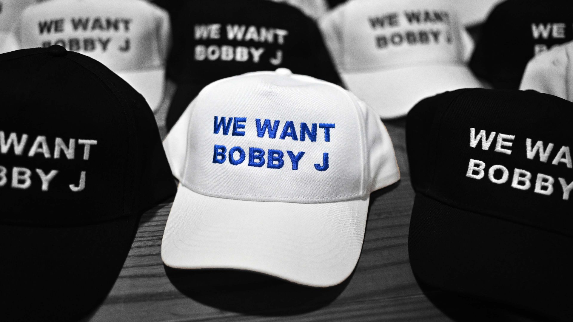 'We Want Bobby J' hats at last year's Conservative conference. Photo: Getty