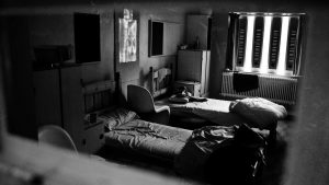 A view through the door of a first night 4 person dorm at HMP Holloway. Photo: Pictures Ltd./Corbis via Getty Images