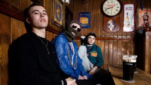 Hip-hop trio Kneecap from west Belfast, who rap fluently in the Irish language, have taken America by storm. Photo: Conor Kinahan/SOPA Images/LightRocket Getty