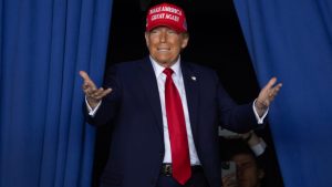 Donald Trump arrives for a rally in Juneau, Wisconsin, October 6. Photo: Scott Olson/Getty