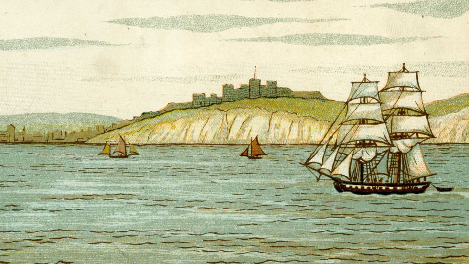 An 1882 Thomas Crane drawing of the white cliffs of Dover viewed from a Channel crossing (Photo by Culture Club/Getty Images)