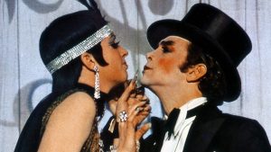 Liza Minnelli as Sally Bowles and Joel Grey as the Master of Ceremonies in a publicity still for Cabaret, 1972, set in 1931 Berlin as the Nazis rose to power. Photo: Silver Screen Collection/Getty