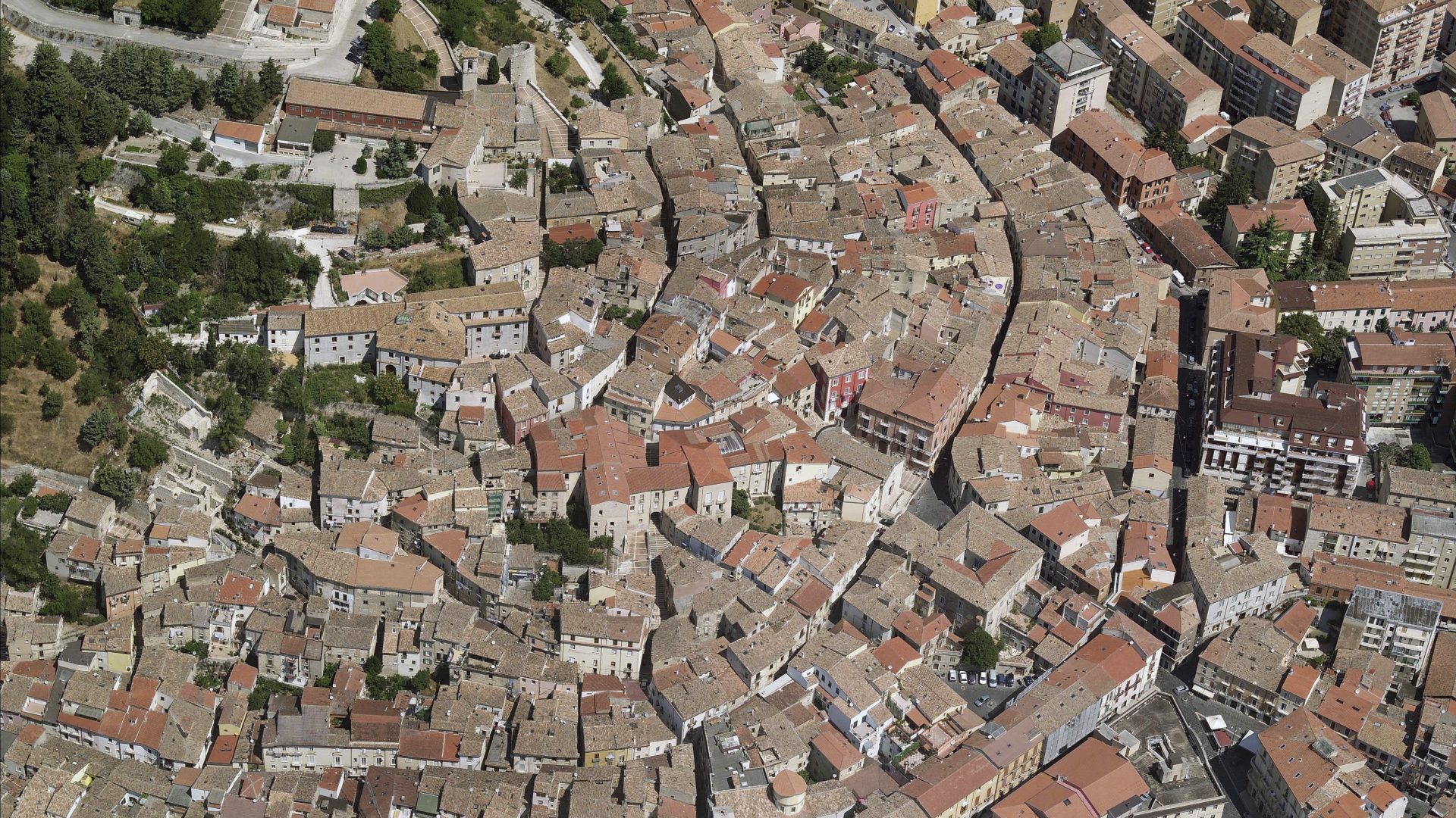 An aerial image of Old Town, Campobasso (Photo by Blom UK via Getty Images)