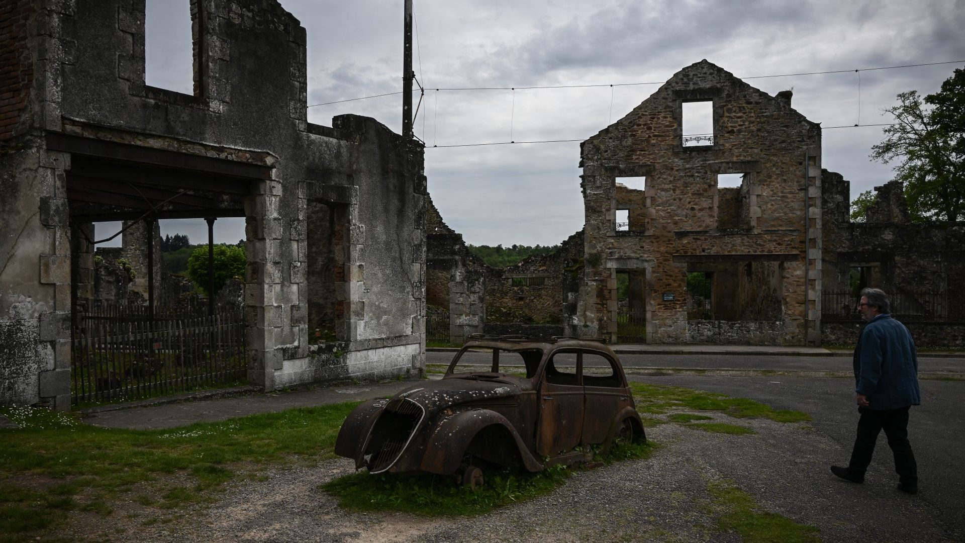 On June 10, 1944, just four days after the Allied forces landed on the Normandy coast on D-Day, 643 inhabitants, including 247 children, were massacred in the tranquil village. Photo: PHILIPPE LOPEZ/AFP via Getty Images 