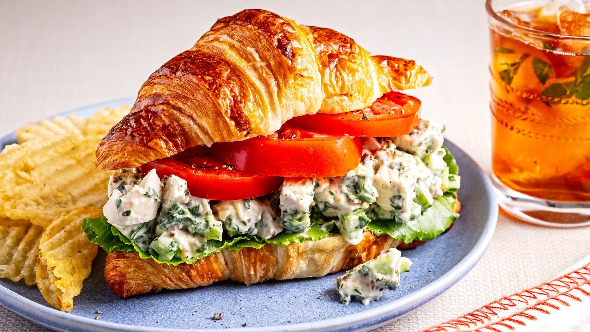 Lemony chicken salad croissant sandwiches, a recipe from the Washington Post. Photo: Scott Suchman/ Washington Post