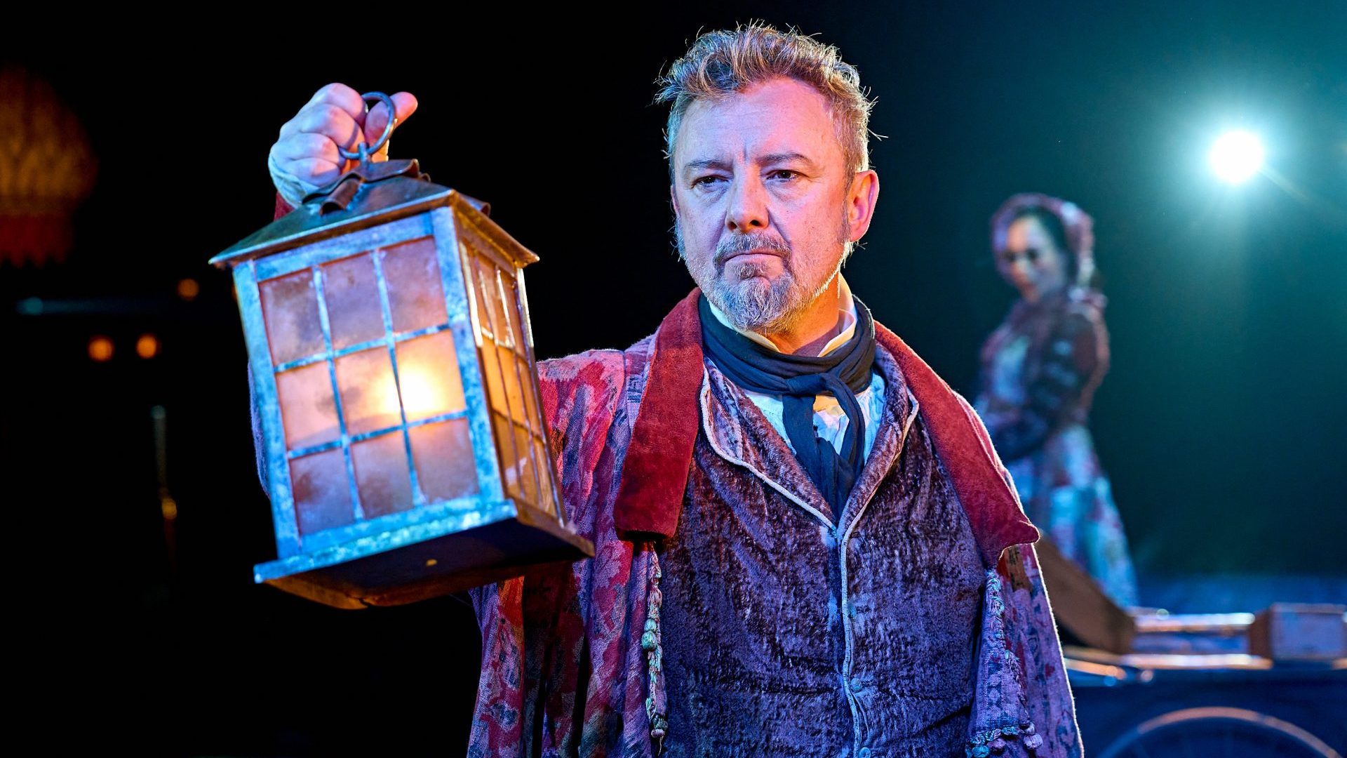 John Simm (Ebenezer Scrooge) in A Christmas Carol at The Old Vic. Photo by Manuel Harlan