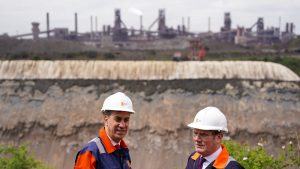 Keir Starmer and Ed Miliband visit a British Steel site in Scunthorpe, reiterating Labour’s commitment to ensure that the next generation of green steel is produced in the UK. Photo: Ian Forsyth/Getty