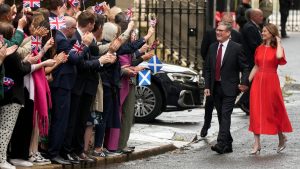 Keir Starmer and wife Victoria greet supporters as he enters 10 Downing Street following Labour's landslide election victory (Photo by Christopher Furlong/Getty Images)