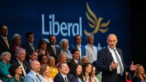 Ed Davey delivers his keynote speech at this year's Liberal Democrat conference (Photo by Carl Court/Getty Images)