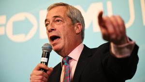 Nigel Farage talks while attending a Reform UK press conference (Photo by Leon Neal/Getty Images)