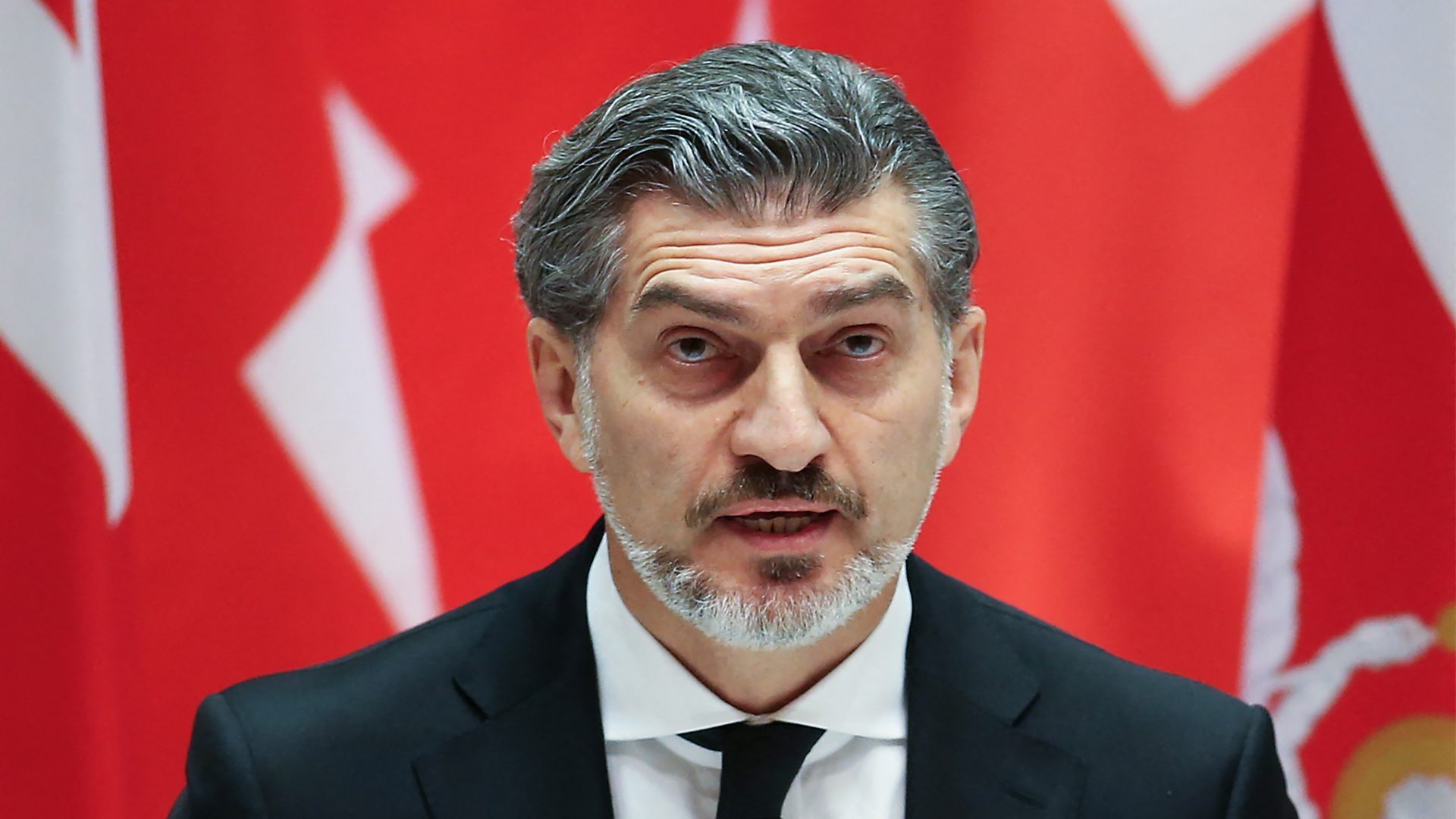 Mikheil Kavelashvili, elected by lawmakers as Georgia's new President, takes the oath during his swearing-in. Photo: IRAKLI GEDENIDZE/POOL/AFP via Getty Images