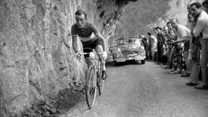 Cyclist Charly Gaul in the 1955 Tour de France. Photo: Roger Viollet/Getty