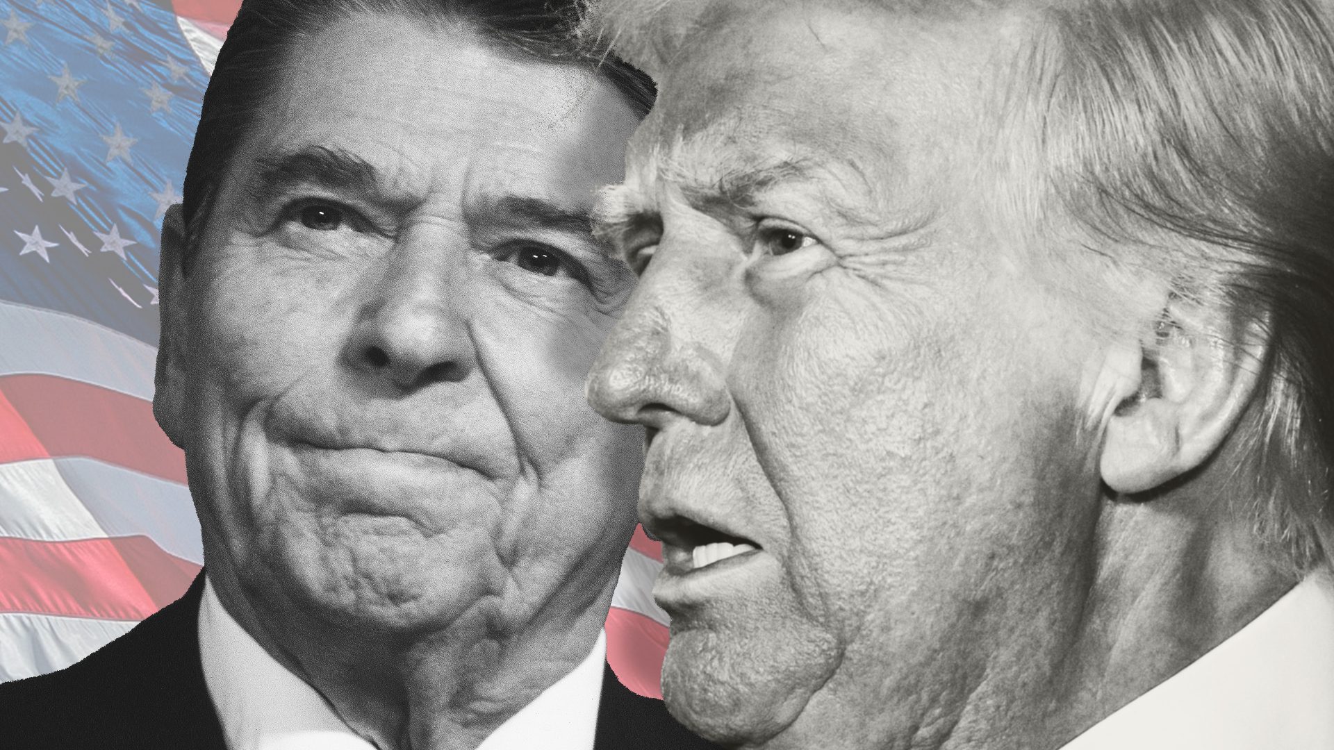 Trump has cast himself as Reagan’s nemesis. Image: TNE