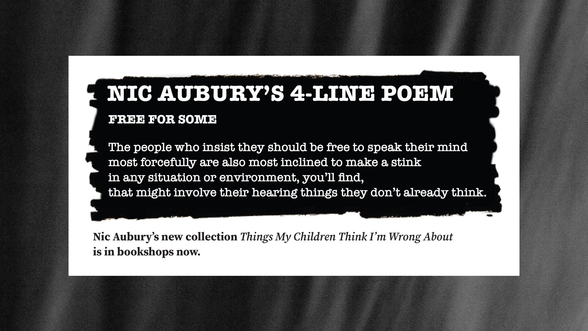 Nic Aubury's 4-line poem: Free for some - The New European