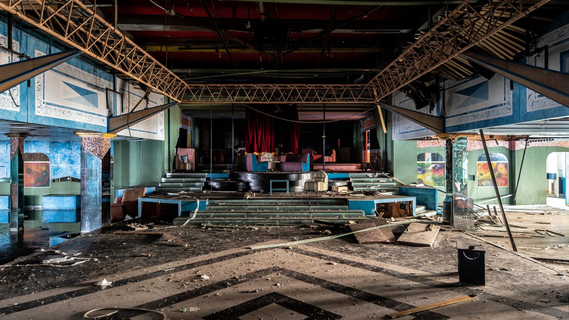 The abandoned indoor dancefloor at J&J in Ferrara, Emilia-Romagna, which closed in 2012. In the summer it was known as the ‘steam room’ due to the stifling heat. Photo: Simone Nanetti/Magenes