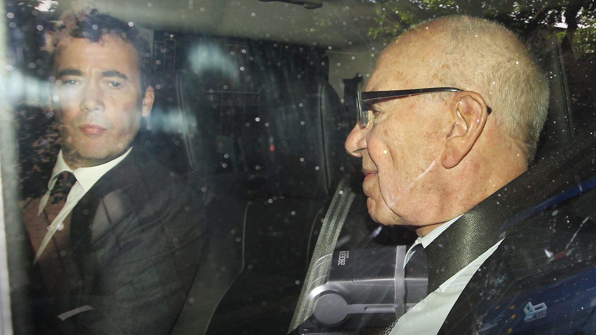 Will Lewis rides with former boss Rupert Murdoch. Photo: Peter Macdiarmid/Getty Images