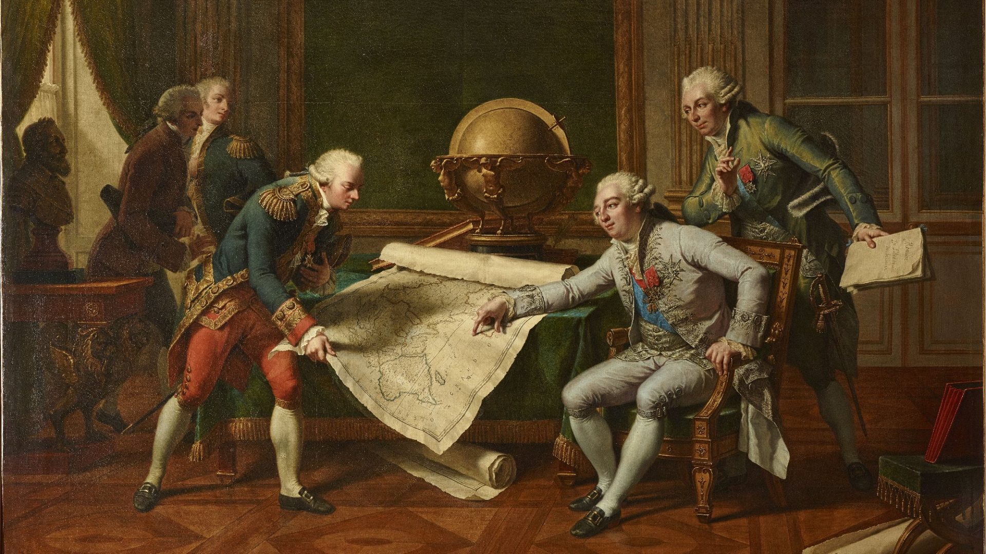 Louis XVI Giving his Instructions to La Pérouse, 26 June 1785 by Nicolas-André Monsiau, 1817. Photo: Château de Versailles/RMN/Christophe Fouin
