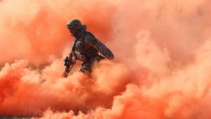 A British soldier takes part in a simulated attack during Nato military exercises on February 26, 2024 in Drawsko Pomorskie, Poland. Photo: Sean Gallup