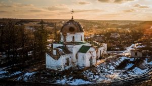 A damaged church in the Kharkiv region, which was used by Russian troops as a makeshift hospital. Photo: Ihor Tkachov/AFP/Getty