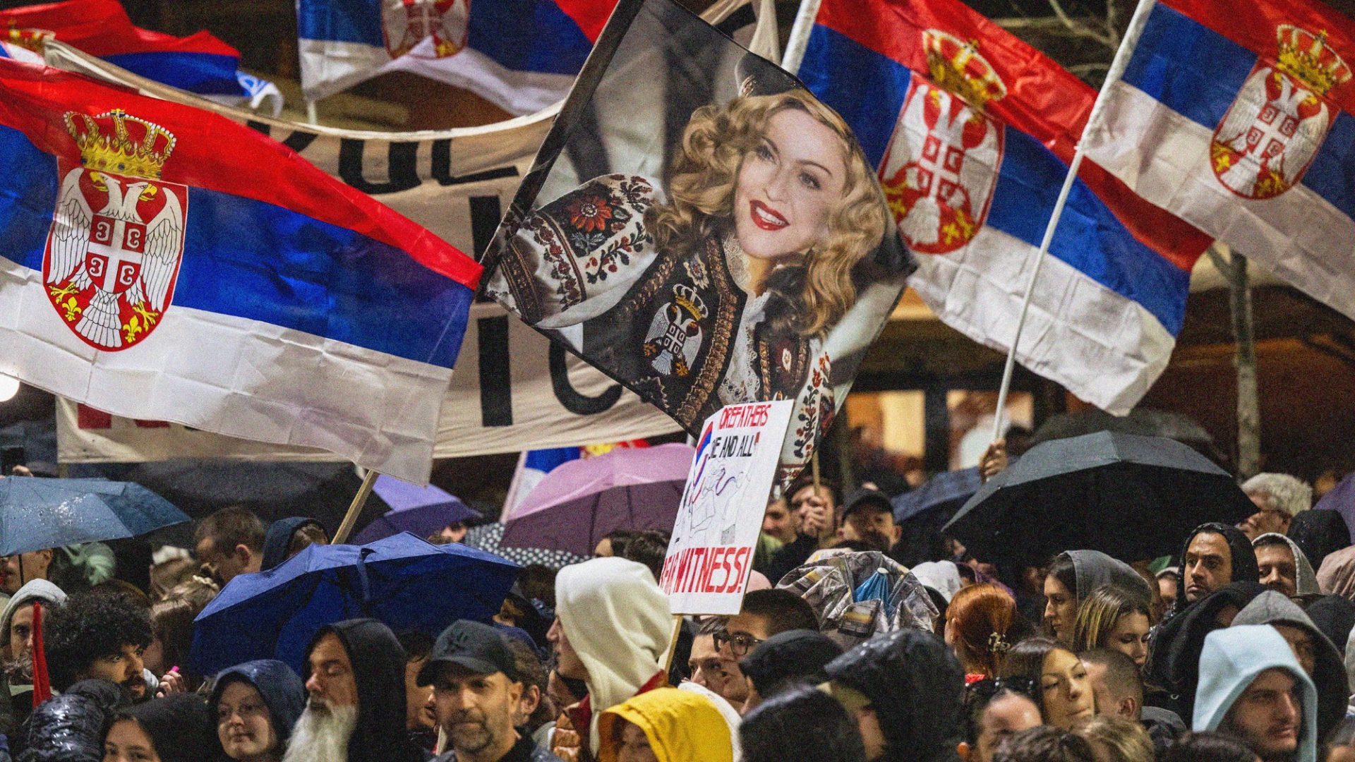 Tens of thousands of protesters arrive in Serbia’s capital to demonstrate against Aleksandar Vučić’s government. Photo: Andrej Isakovic/AFP/Getty