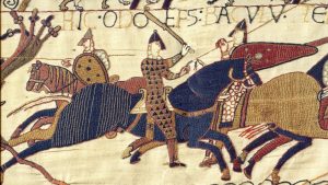 The huge tapestry, depicting the events leading up to the Norman Conquest of England in 1066, is like a graphic novel, embroidered by French nuns as one of the world’s first war reports
