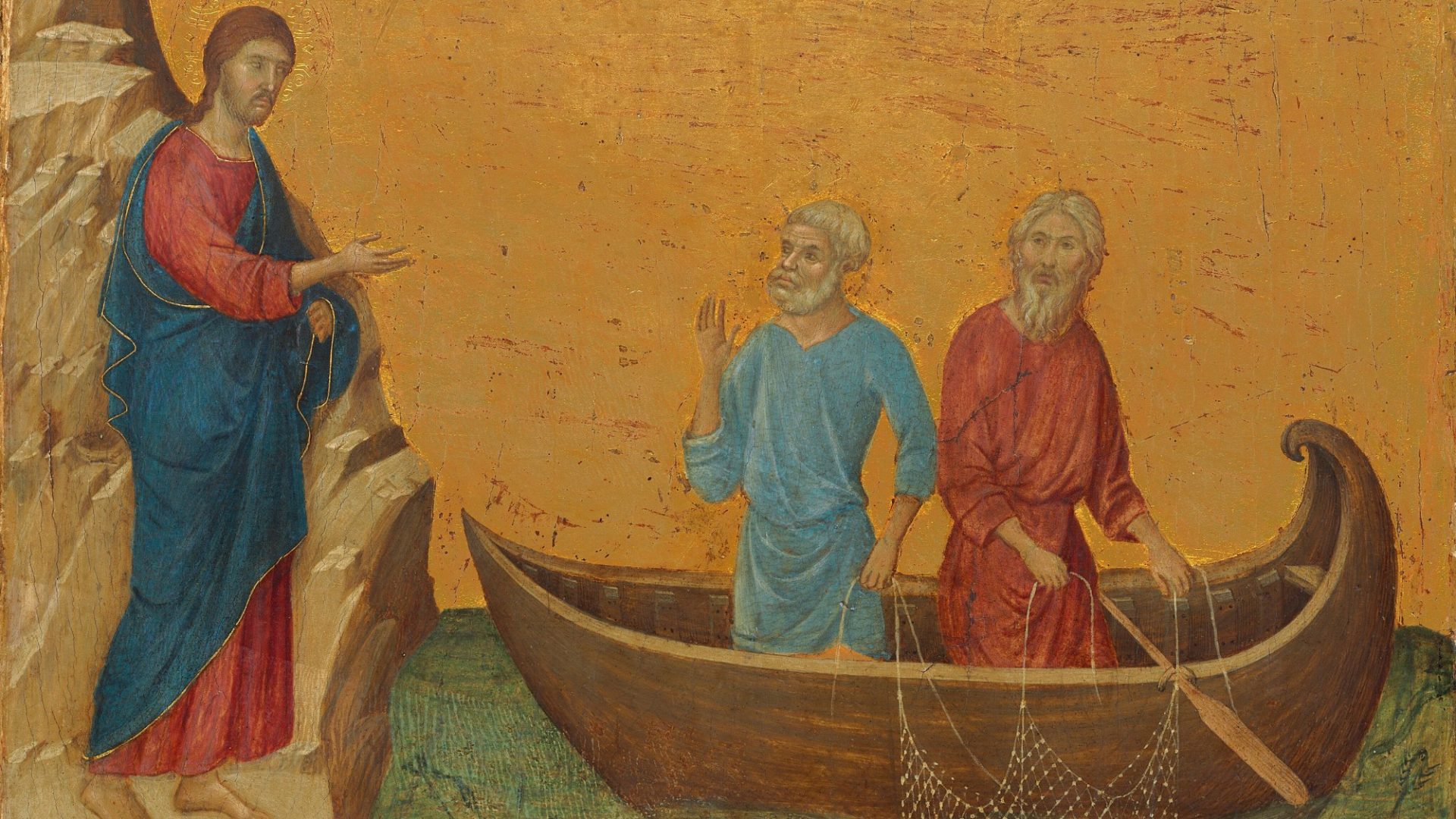 Duccio Maestà, The Calling of the Apostles Peter and Andrew, 1308-11. Image: National Gallery of Art, Washington